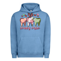 Pigment Pebble Blue Happy Easter Dental Urban Hoodie - RanaPortraitStore