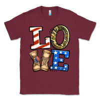 Burgundy love 4th of july army veteran Classic Tee - Jasminsmagicworld