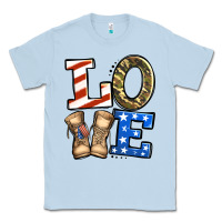 Dusty Blue love 4th of july army veteran Classic Tee - Jasminsmagicworld