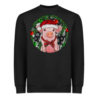 Black Sitting Pig Christmas Heavyweight Sweatshirt - RanaPortraitStore