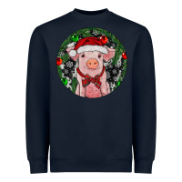 Navy Sitting Pig Christmas Heavyweight Sweatshirt - RanaPortraitStore