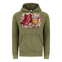 Vintage Olive Christmas Ice Skating Vintage Hoodie - CowhideDigitalArt