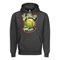 Charcoal Heather softball mom Zipper Hoodie - JahusDesignShop