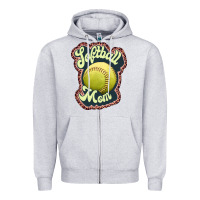 Heather Grey softball mom Zipper Hoodie - JahusDesignShop