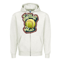 Oatmeal Heather softball mom Zipper Hoodie - JahusDesignShop