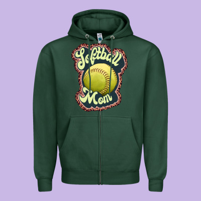 Softball Mom Zipper Hoodie Designed By Jahusdesignshop