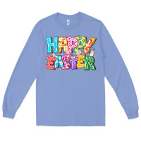 Colony Blue Happy Easter Long Sleeve Tee - CowhideDigitalArt