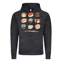 Vintage Black happy sushi kawaii anime japanese food lover funny illustration gift Vintage Hoodie - linhVisuals
