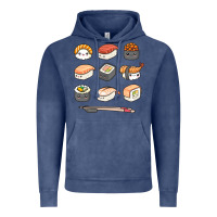 Vintage Denim happy sushi kawaii anime japanese food lover funny illustration gift Vintage Hoodie - linhVisuals