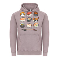 Happy Sushi Kawaii Anime Japanese Food Lover Funny Illustration Gift Vintage Hoodie | Teevron