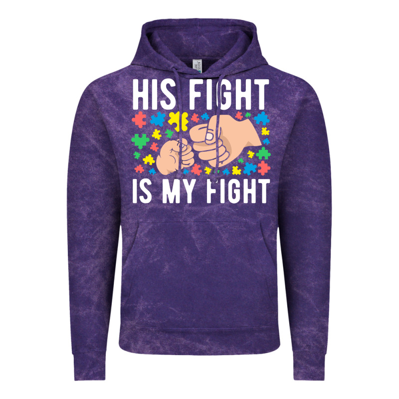 His Fight Is My Fight Autism Dad Mom Fist Bump Cute Supportive Awarene Vintage Hoodie by linhVisuals | Teevron