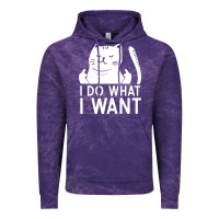 Cloud Purple i do what i want cat giving a finger funny middle finger rude graphic Vintage Hoodie - linhVisuals