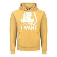 Vintage Mustard i do what i want cat giving a finger funny middle finger rude graphic Vintage Hoodie - linhVisuals