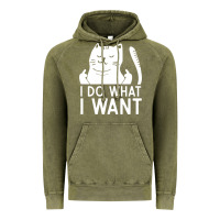 Vintage Olive i do what i want cat giving a finger funny middle finger rude graphic Vintage Hoodie - linhVisuals