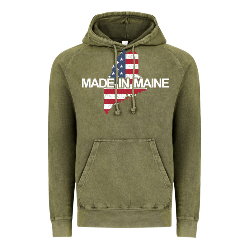 Made In Maine American Flag Funny Patriotic State Lover Gift Vintage Hoodie by linhVisuals | Teevron