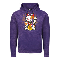 Cloud Purple maneki neko lucky cat money feline japanese good luck charm kitten gif Vintage Hoodie - linhVisuals