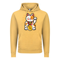 Vintage Mustard maneki neko lucky cat money feline japanese good luck charm kitten gif Vintage Hoodie - linhVisuals