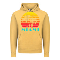 Vintage Mustard miami 80s sunset Vintage Hoodie - linhVisuals
