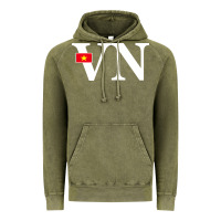 Vintage Olive Vietnam Flag and Country Initials Vintage Hoodie - linhVisuals