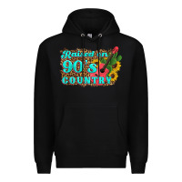 Black raised 90's country guitar cactus sunflower's Premium Hoodie - Artiststas
