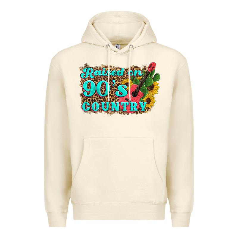 Raised 90's Country Guitar Cactus Sunflower's Premium Hoodie by Artiststas | Teevron
