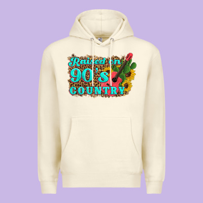 Raised 90's Country Guitar Cactus Sunflower's Premium Hoodie Designed By Artiststas