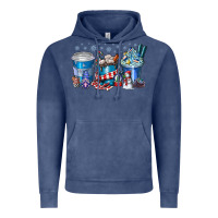 Vintage Denim Christmas Coffee Vintage Hoodie - CowhideDigitalArt