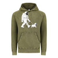 Vintage Olive walking the dog astronaut Vintage Hoodie - linhVisuals