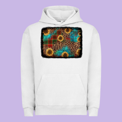 Christmas Sunflowers And Buffalo Plaid Background Urban Hoodie Designed By Jasminsmagicworld