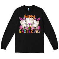 Black Happy Easter Long Sleeve Tee - CowhideDigitalArt