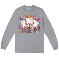 Heather Grey Happy Easter Long Sleeve Tee - CowhideDigitalArt