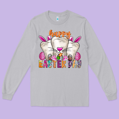 Happy Easter Long Sleeve Tee Designed By Cowhidedigitalart