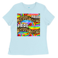 Baby Blue Pride lgbtq leopard with love and rainbow seamless Ladies Tee - BundleAndBundleShop
