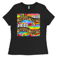Black Pride lgbtq leopard with love and rainbow seamless Ladies Tee - BundleAndBundleShop