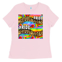 Bubblegum Pink Pride lgbtq leopard with love and rainbow seamless Ladies Tee - BundleAndBundleShop