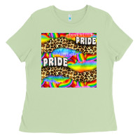 Matcha Pride lgbtq leopard with love and rainbow seamless Ladies Tee - BundleAndBundleShop