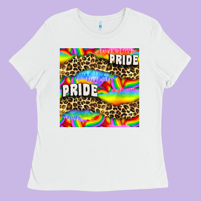 Pride Lgbtq Leopard With Love And Rainbow Seamless Ladies Tee Designed By Bundleandbundleshop