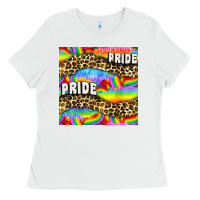 White Pride lgbtq leopard with love and rainbow seamless Ladies Tee - BundleAndBundleShop
