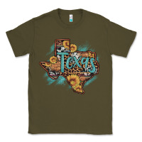 Army Green leopard cowhide sunflower texas map Classic Tee - Artiststas
