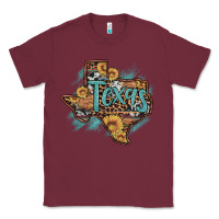Burgundy leopard cowhide sunflower texas map Classic Tee - Artiststas