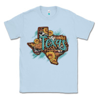 Dusty Blue leopard cowhide sunflower texas map Classic Tee - Artiststas