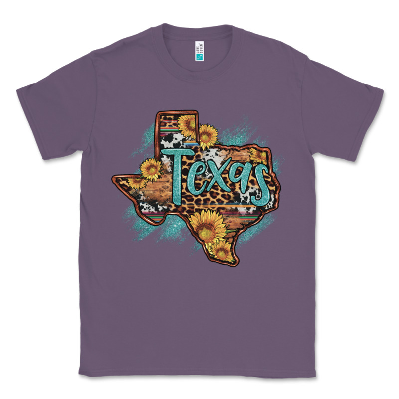 Leopard Cowhide Sunflower Texas Map Classic Tee by Artiststas | Teevron