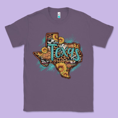 Leopard Cowhide Sunflower Texas Map Classic Tee Designed By Artiststas