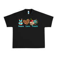 Black peace love teach Urban Heavy Tee - BundleAndBundleShop