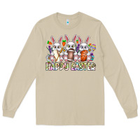 Mushroom Happy Easter Spot Rabbit Long Sleeve Tee - CowhideDigitalArt
