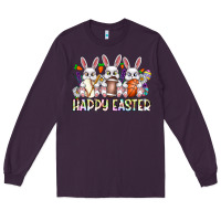 Plum Happy Easter Spot Rabbit Long Sleeve Tee - CowhideDigitalArt