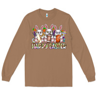 Toasted Coconut Happy Easter Spot Rabbit Long Sleeve Tee - CowhideDigitalArt