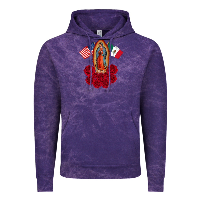 Our Lady Virgen De Guadalupe Mexican American Flag Holiday Vintage Hoodie by linhVisuals | Teevron