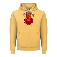 Vintage Mustard our lady virgen de guadalupe mexican american flag holiday Vintage Hoodie - linhVisuals