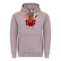 Vintage Zinc our lady virgen de guadalupe mexican american flag holiday Vintage Hoodie - linhVisuals